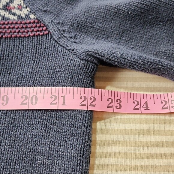 Chaps Navy Blue Turtleneck Sweater with Colorful Chest Design - Picture 7 of 7